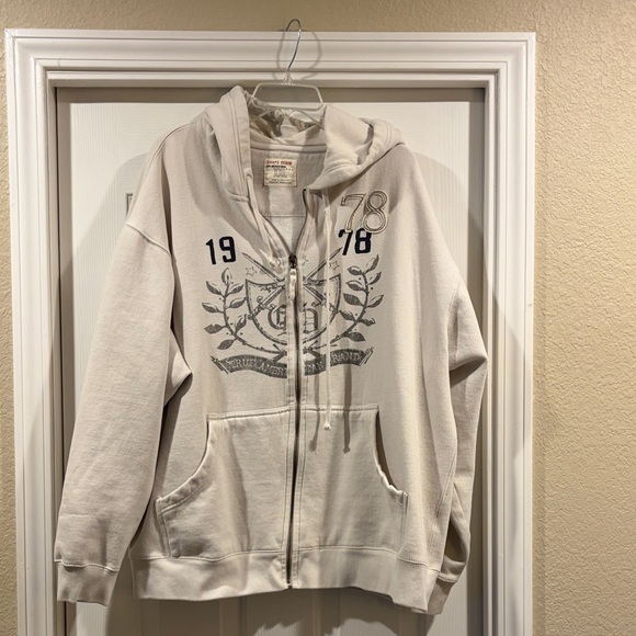 Chaps Other - Chaps men’s Cream Full-Zip Hooded Sweatshirt with Label Detail xxl